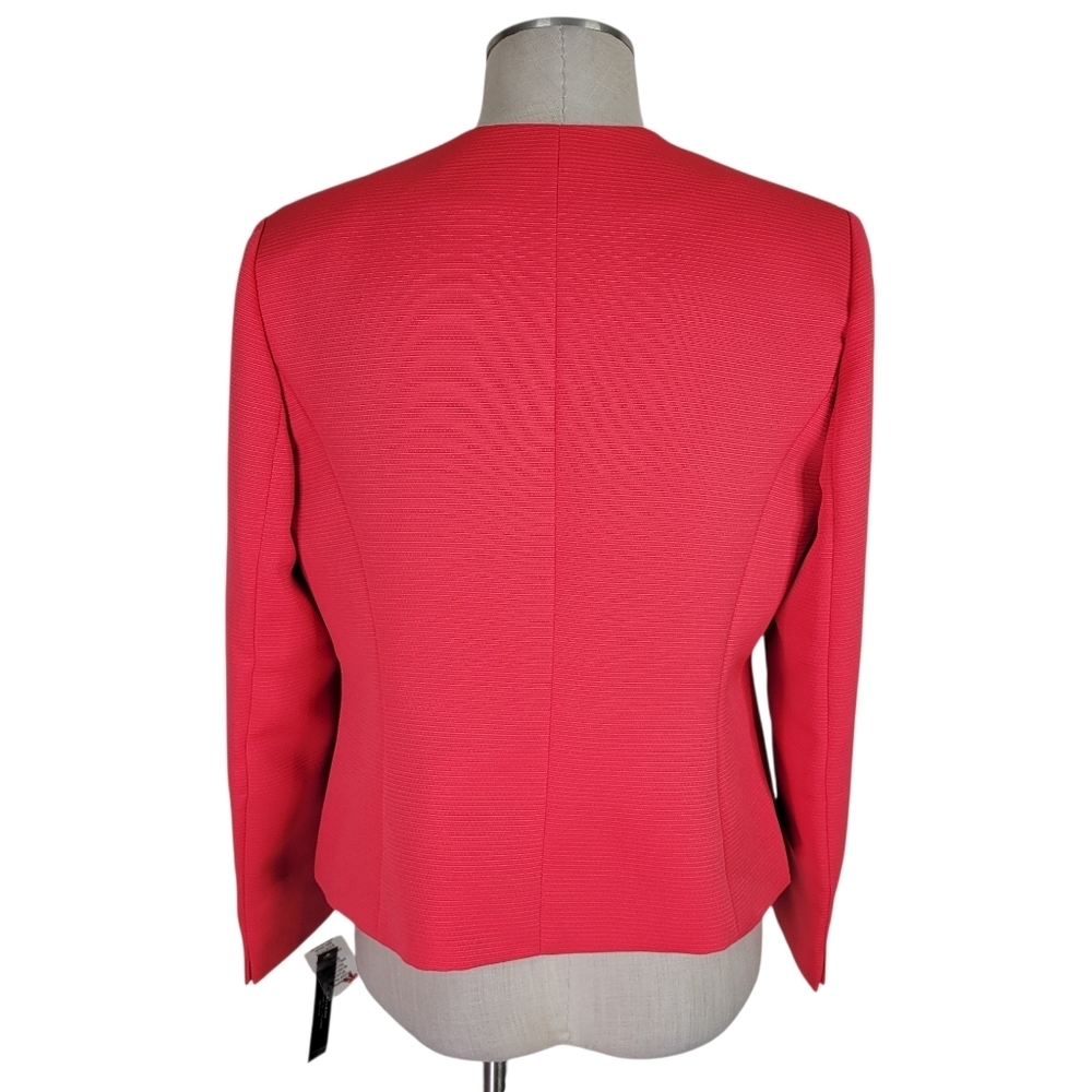 Tahari ASL Skirt Suit Size 12P Coral Beaded Embroidered Blazer Textured New - Picture 6 of 12